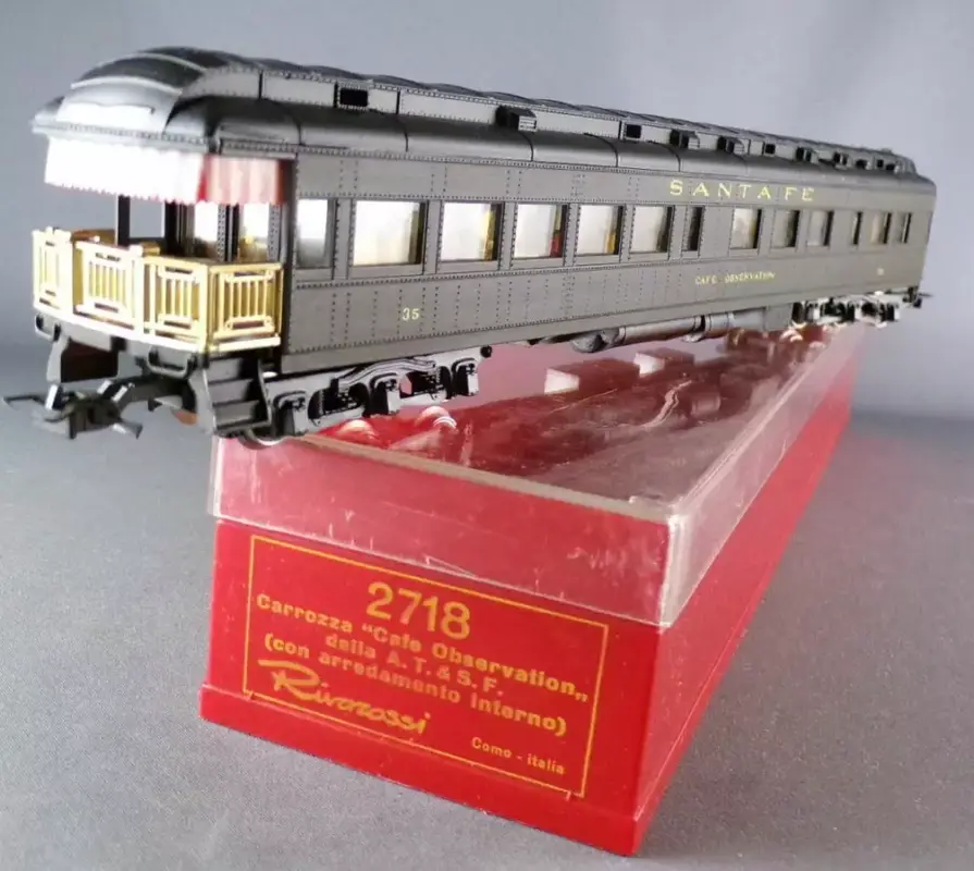 Prix Cassé Rivarossi 2718 Ho Santa Fe Voiture d'Observation N°35 Vert Aménagée en Boite