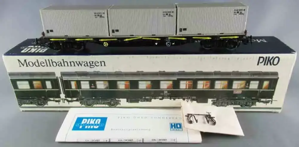 Piko 5/6419/015 Ho Dr Wagon Plat à Ranchers Rabattables SSalms 3 Conteneurs Proche Neuf Boite Expédition Rapide