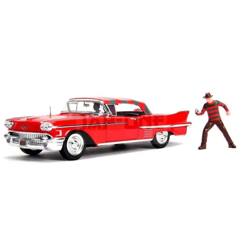 Promotion Nightmare On Elm Street Cadillac Series 62 1958 Metal Car + Figurine Set