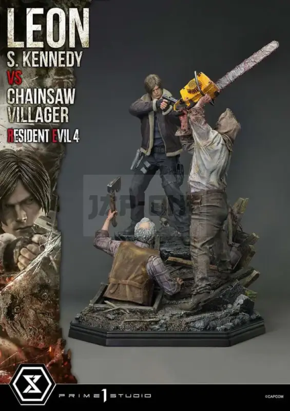 Resident Evil 4 Figurine Ultimate Premium Masterline Series 1/4 Leon S. Kennedy Vs. Chainsaw Villager Bonus Ver. 76 Cm Affaire À Saisir