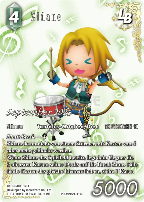 Réduction Final Fantasy Tcg – September 2025: Zidane – Pr199 / 24-117R (Limit Break Card) – De