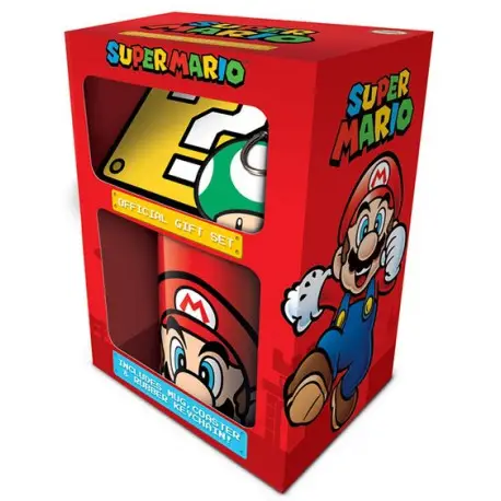 Seulement Aujourd'hui Pack cadeau, Super Mario Tasse + porte-clés + sous-Verres