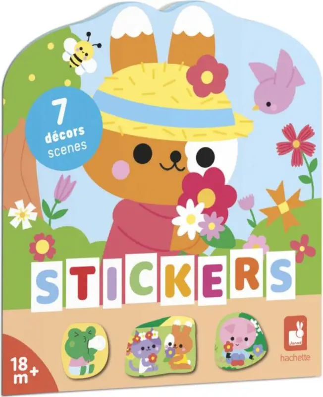 Janod Stickers Cahier avec modèles et autocollants Campagne Haute Qualité