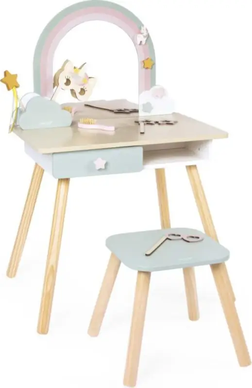 Janod Licorne Coiffeuse en Bois avec Chaise Solde