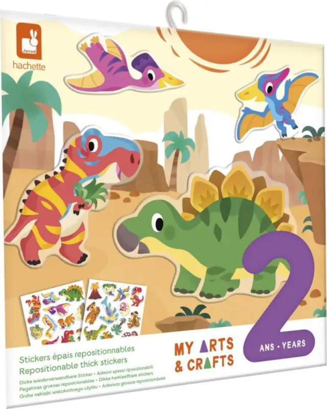 Jusqu'à Épuisement Des Stocks Janod Mes arts&crafts Mini Autocollants repositionnables Dinosaures à partir de 2 ans
