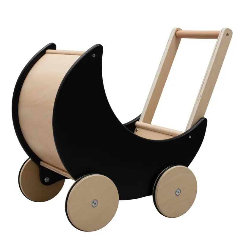 Chariot en bois, trotteur pour enfants 2 en 1 Montessori Baby Mix noir Offre Limitée