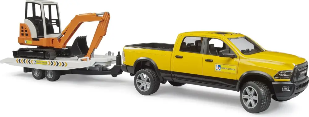 Seulement Aujourd'hui Bruder Voiture tout-terrain RAM, remorque, mini-pelle